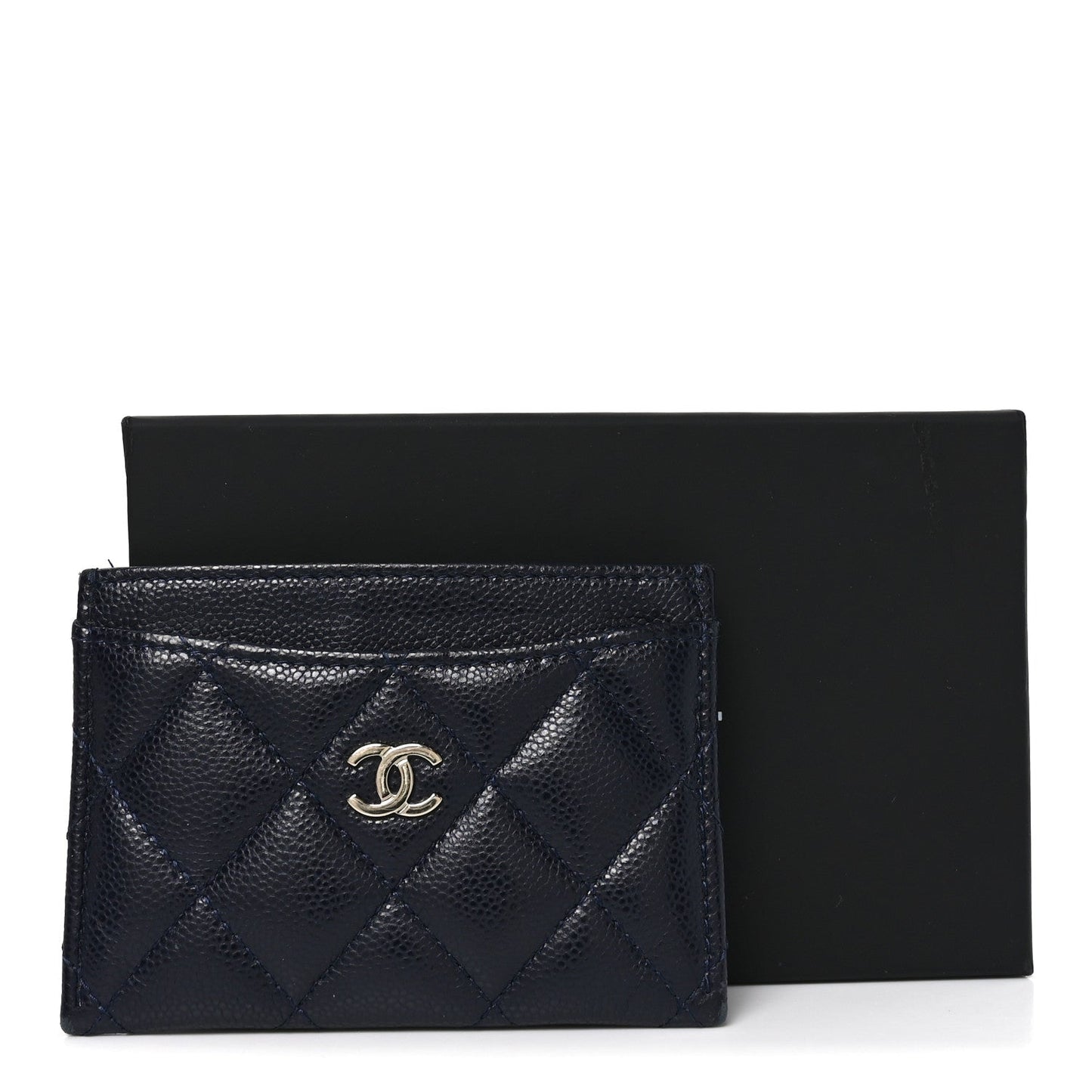 Caviar Quilted Card Holder Navy