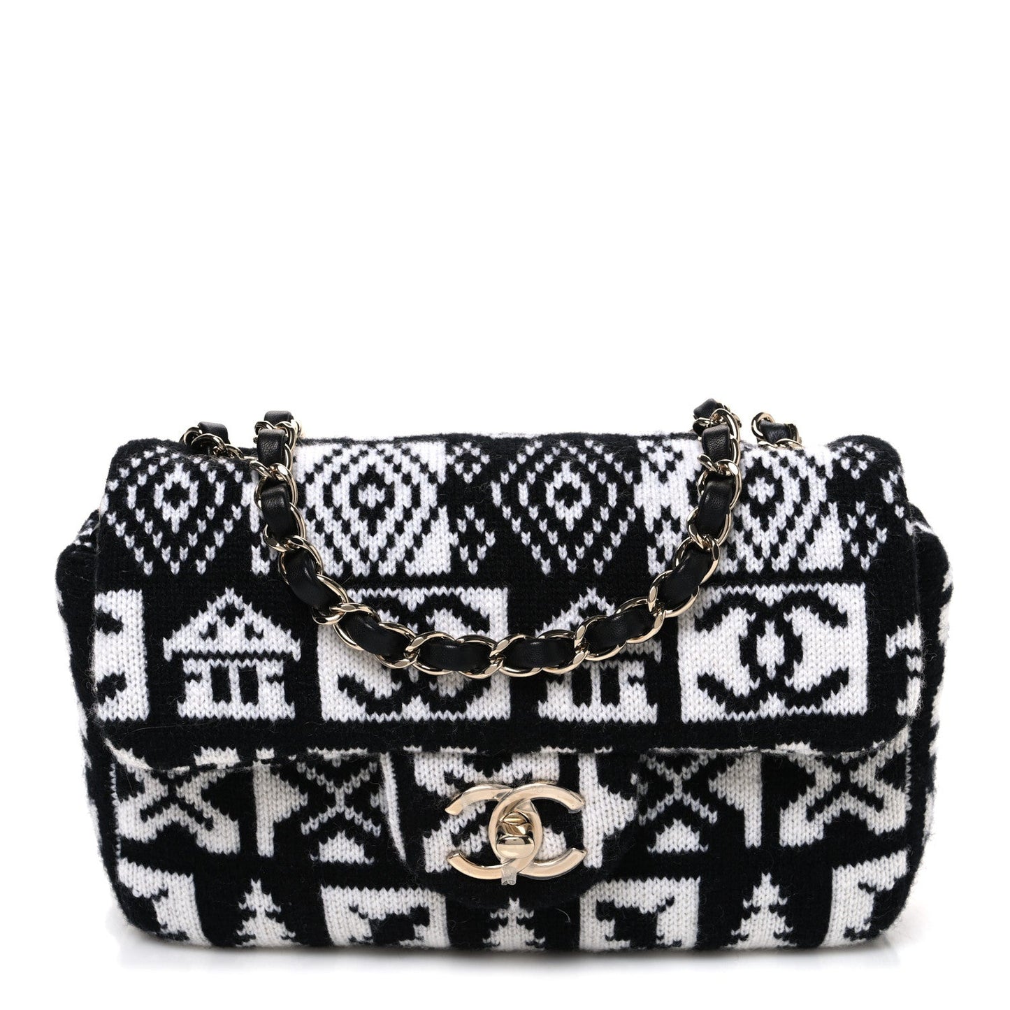 Cashmere Knit Coco Neige Flap Black White