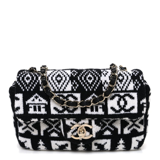 Cashmere Knit Coco Neige Flap Black White