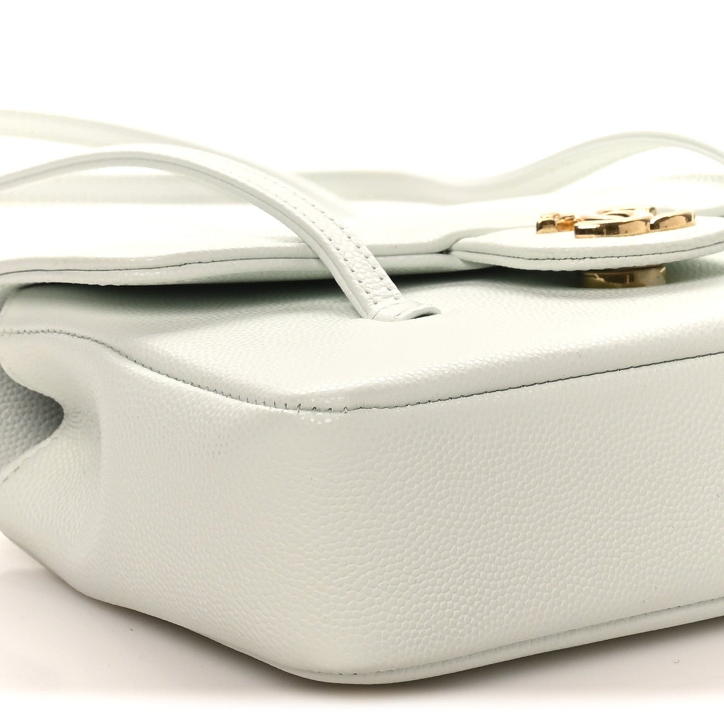 Shiny Caviar Mini Preppy Coco Shoulder Bag Light Blue