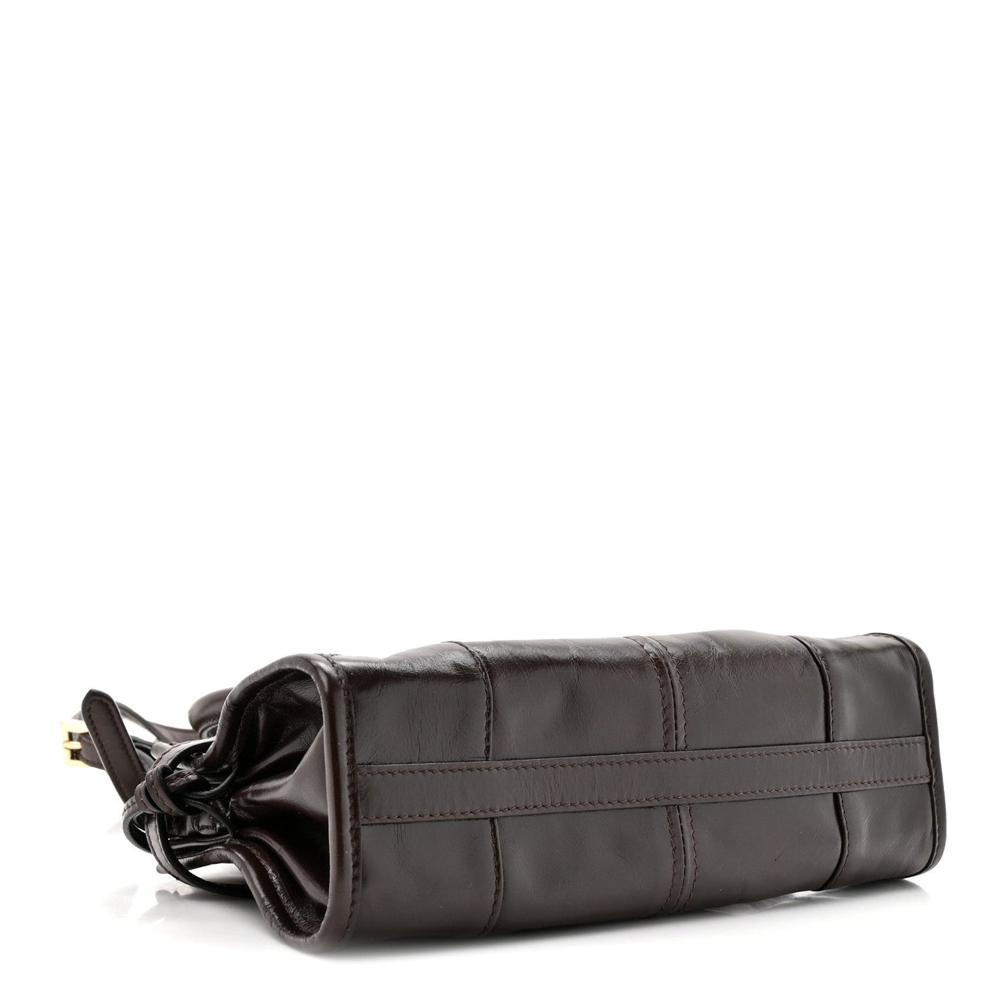 Glossy Calfskin Triangle Mini Bonnie Shoulder Bag Moro