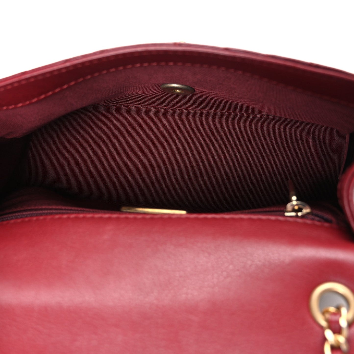 Calfskin Chevron Quilted Mini Rock The Corner Flap Red