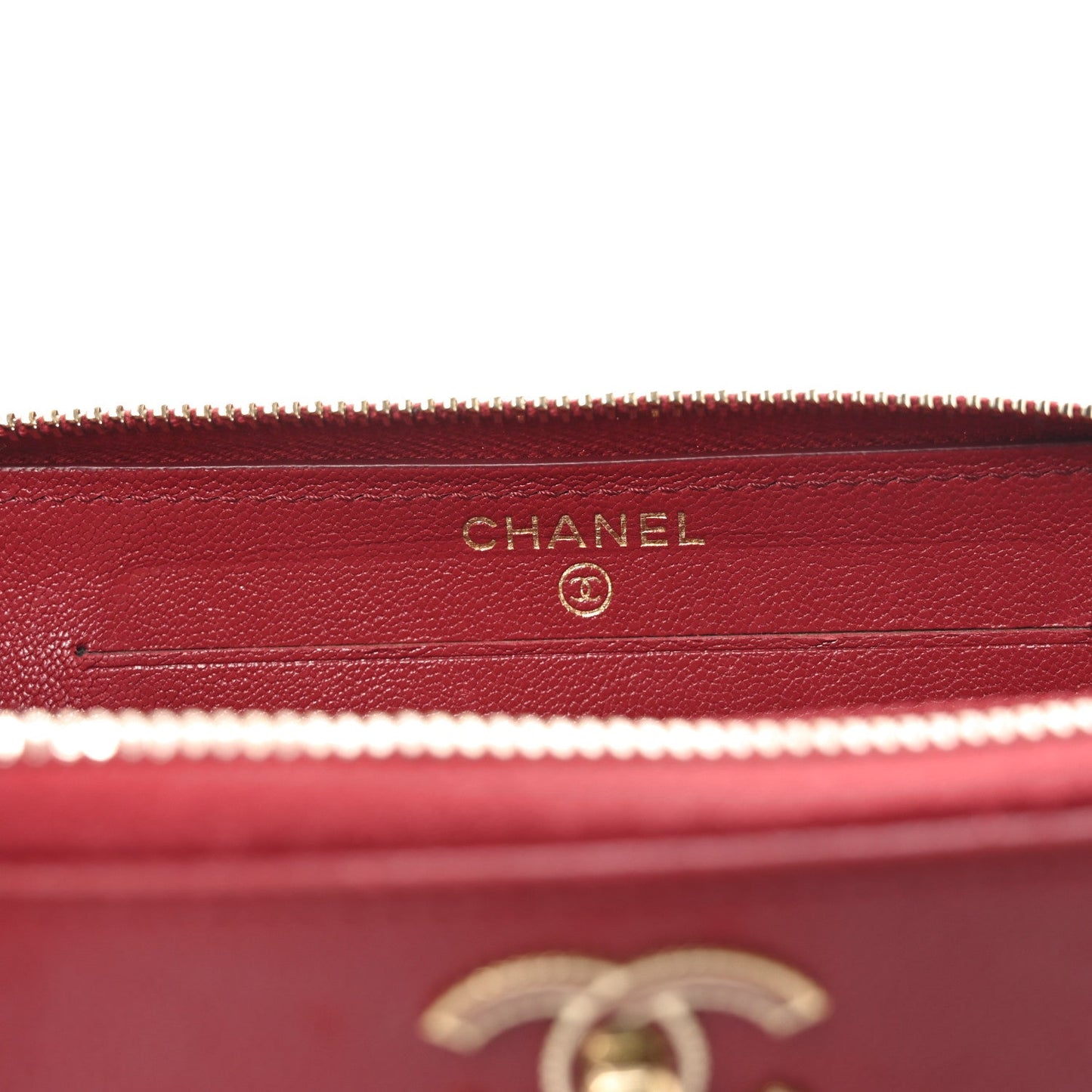 Sheepskin Quilted Medium Mademoiselle Vintage Zip Around Wallet Red
