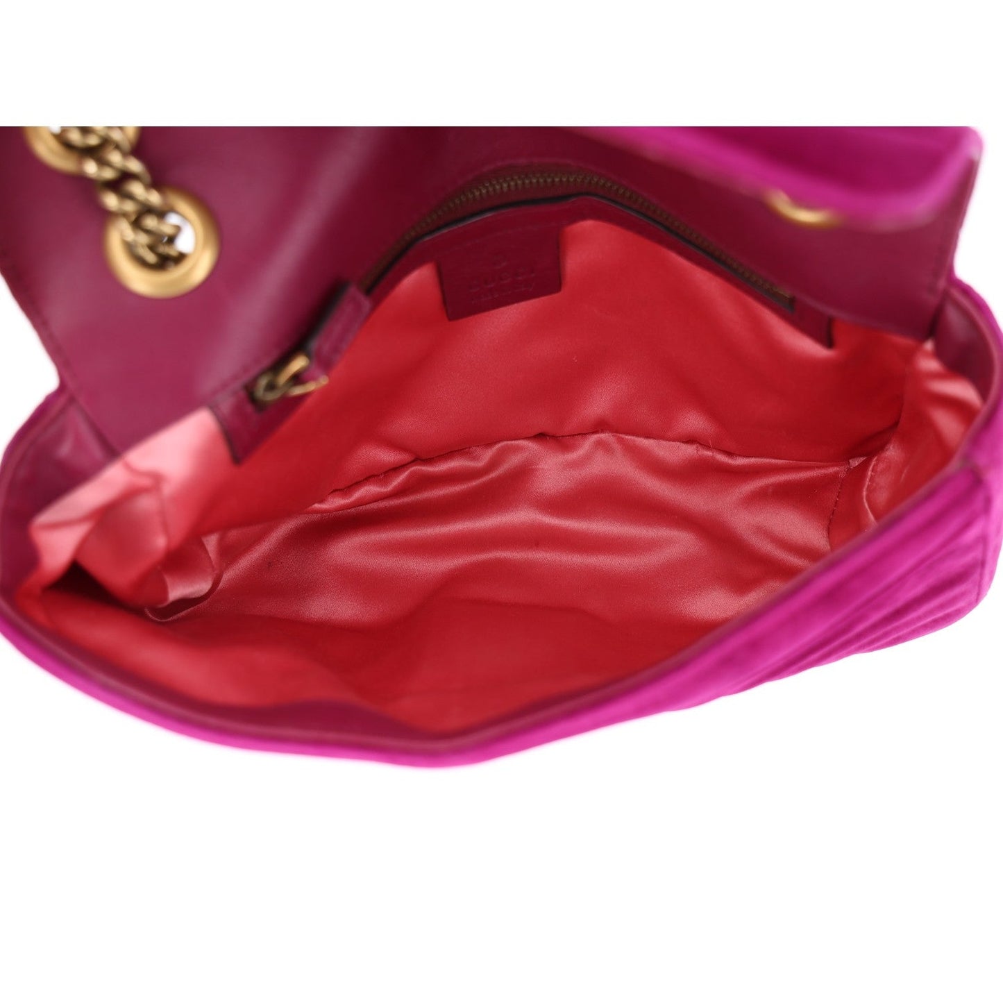 Velvet Matelasse Medium GG Marmont Shoulder Bag Fuchsia Violet Cyclamen