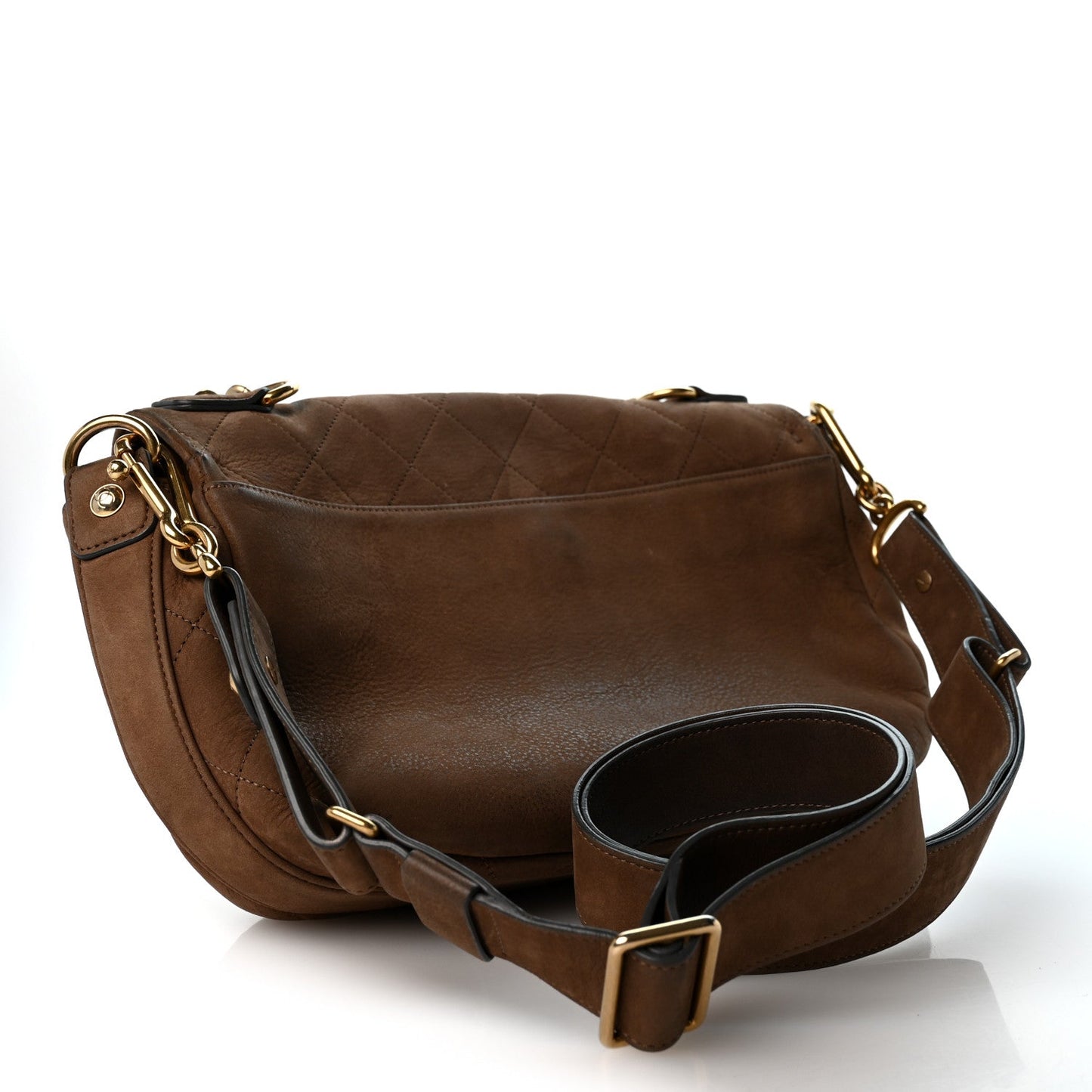 Suede Calfskin Stitched Small Paris in Rome Messenger Brown