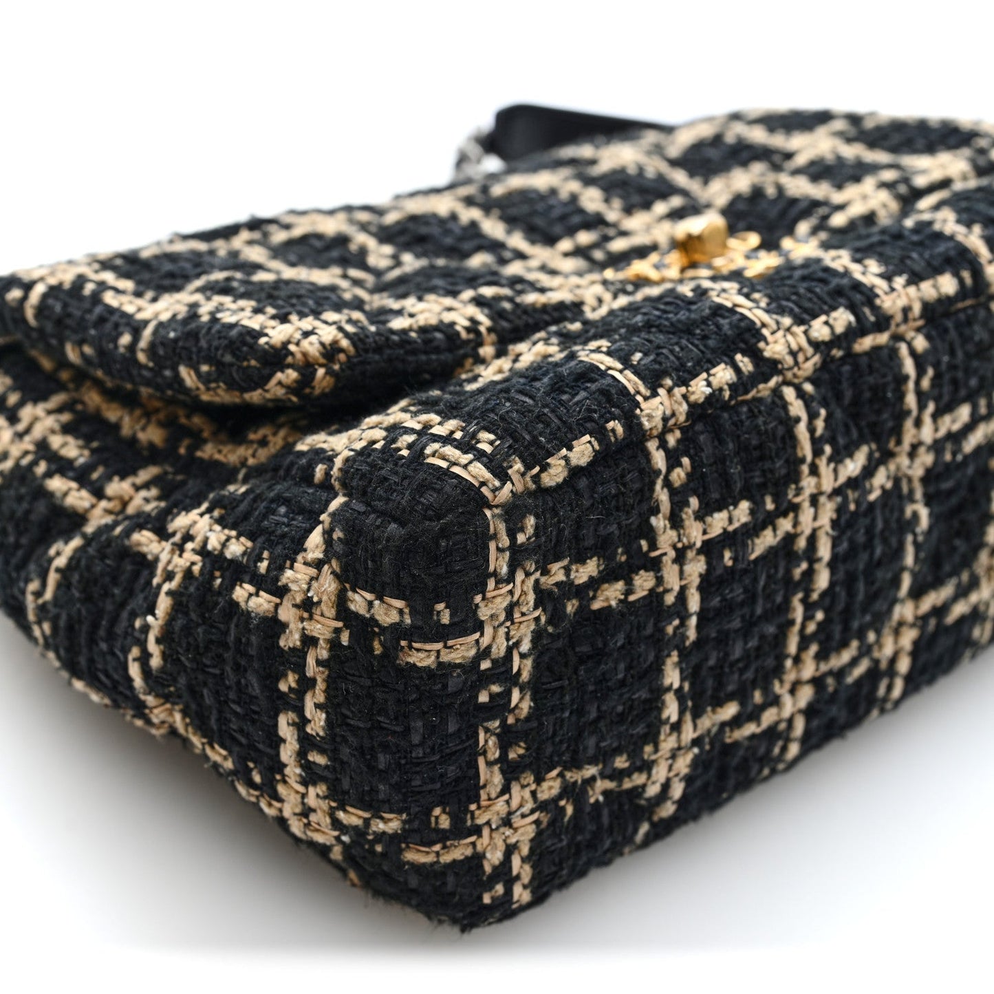 Tweed Quilted Medium Chanel 19 Flap Black Beige