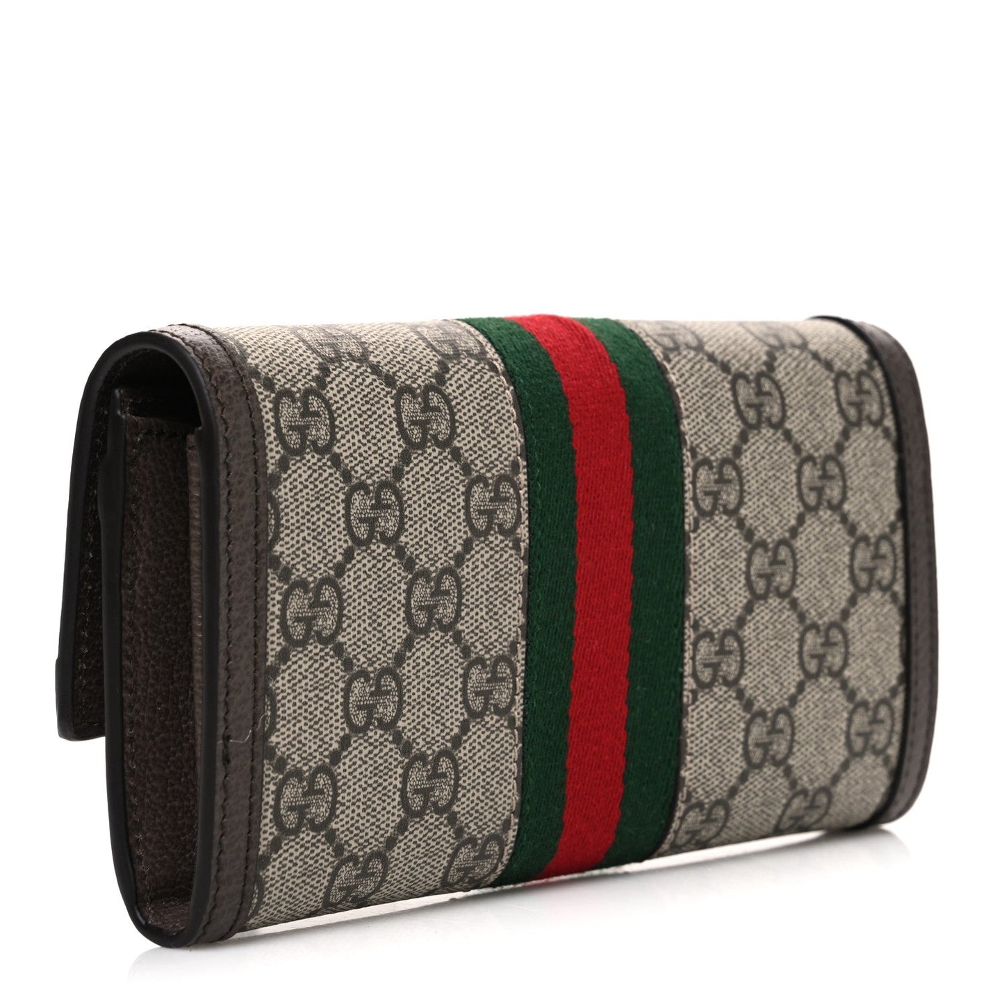 GG Supreme Monogram Web Ophidia Continental Wallet Brown