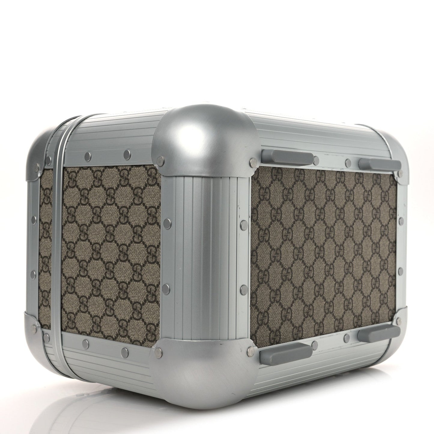 GG Supreme Monogram Aluminum Porter Beauty Case Silver