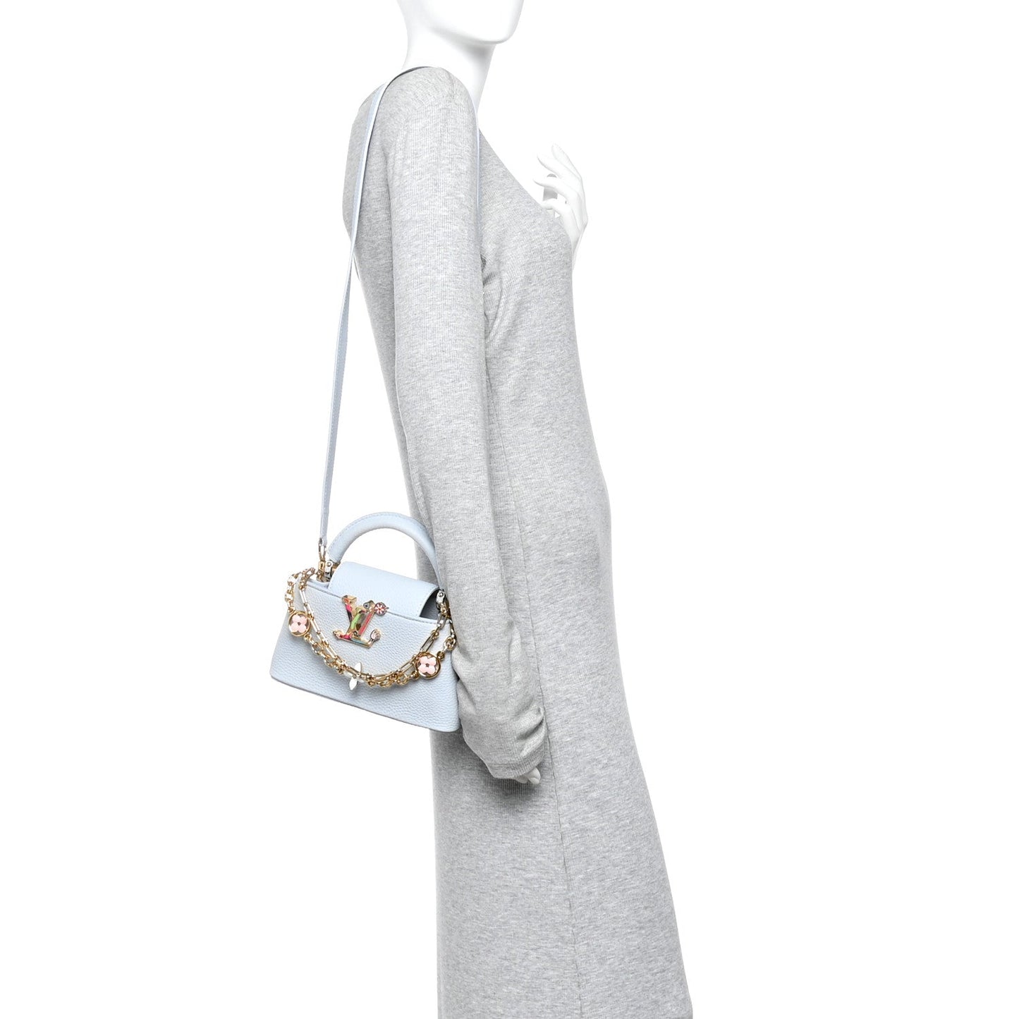 LV X TM Taurillon Capucines East West Mini Olympe Blue