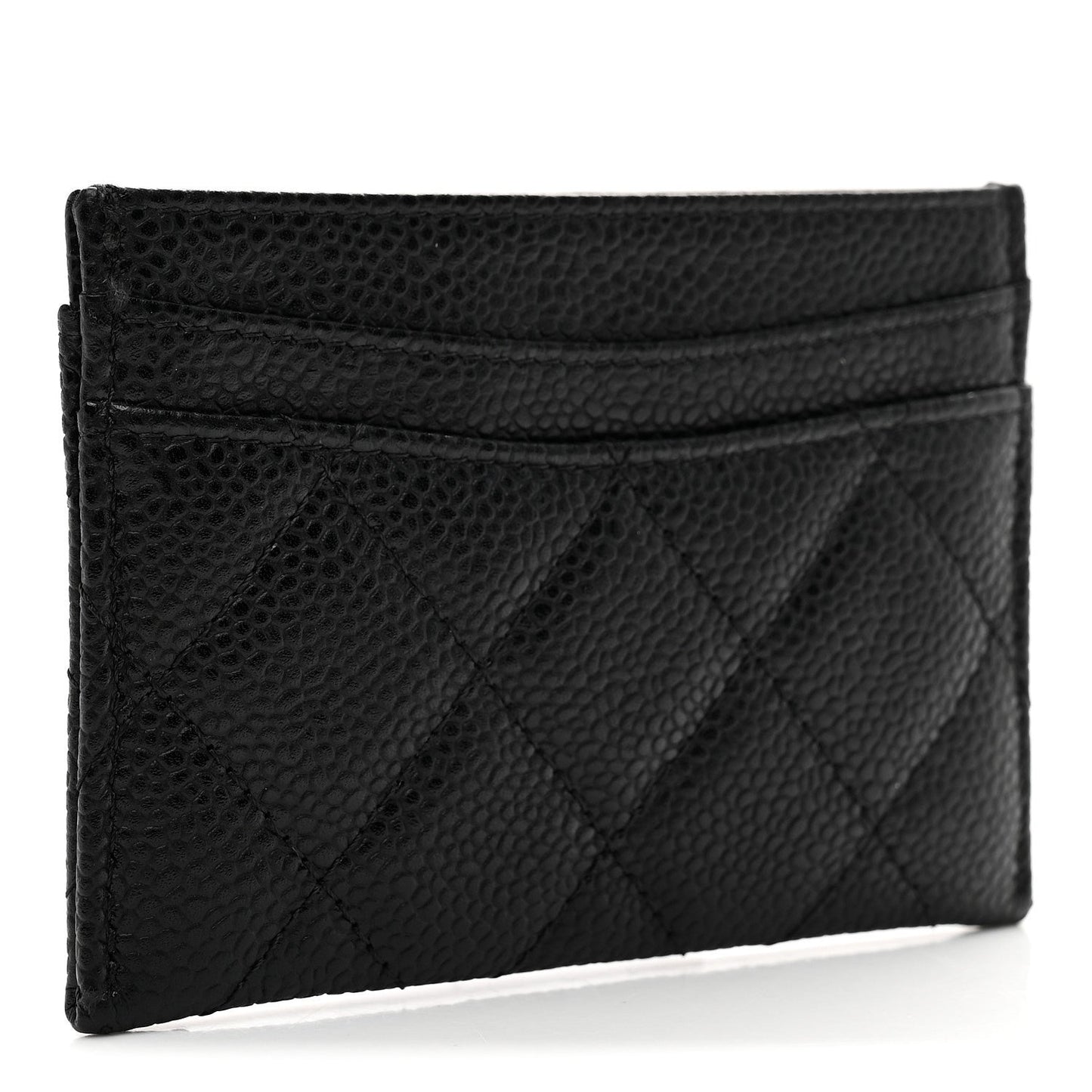 Caviar Quilted Card Holder Black