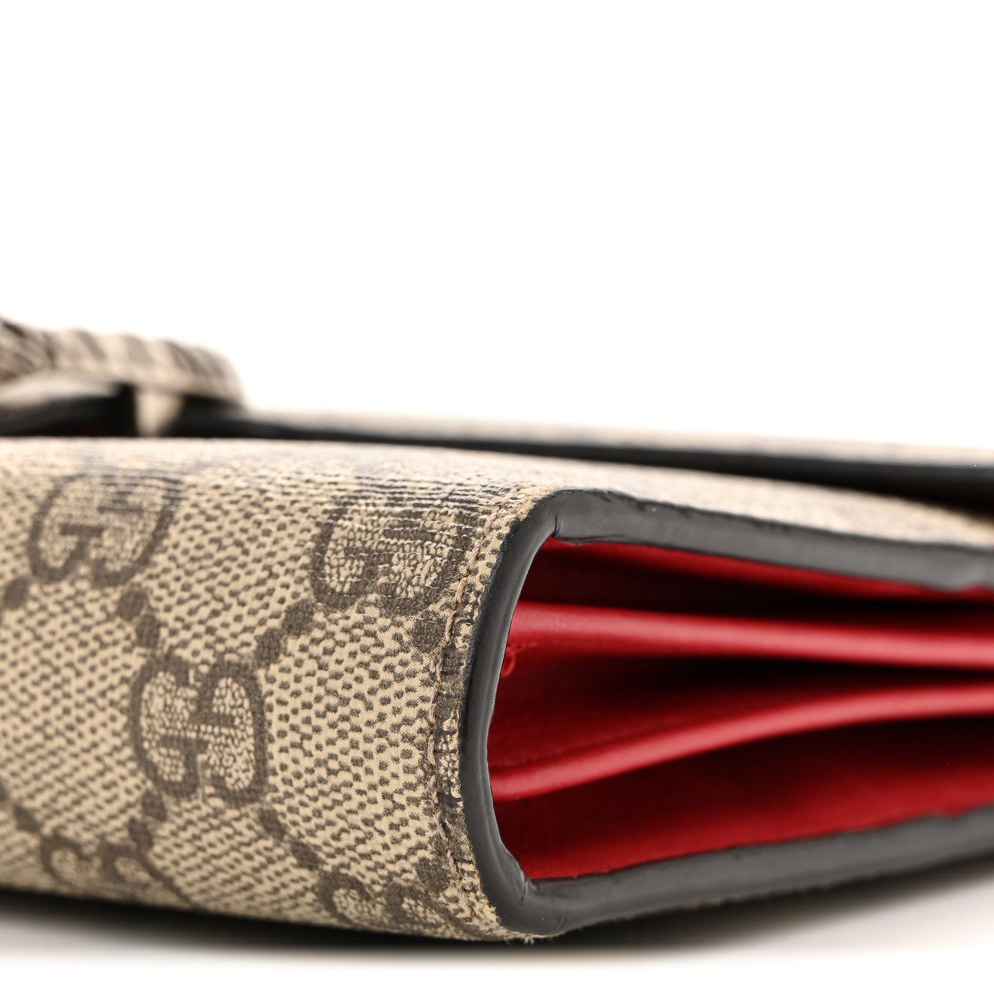 GG Supreme Monogram Mini Dionysus Chain Wallet Beige Vulcanic Red