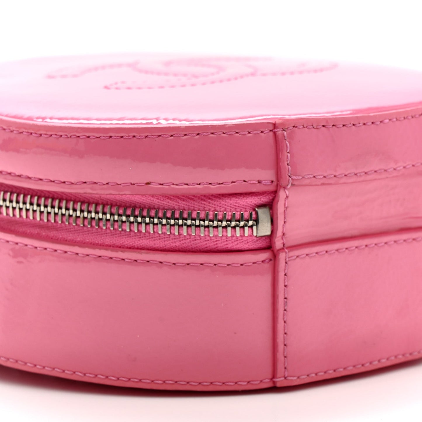 Patent Round As Earth Evening Bag Pink