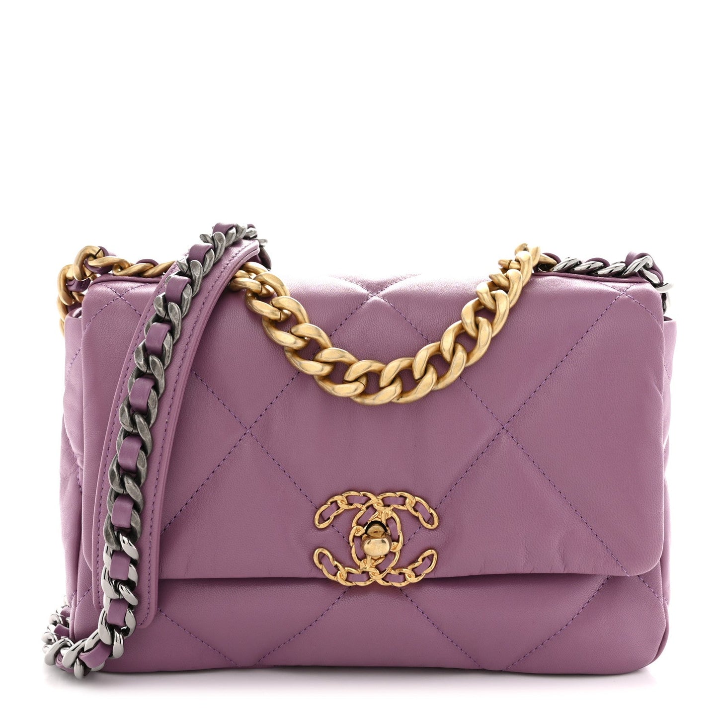 Goatskin Quilted Medium Chanel 19 Flap Violet Purple