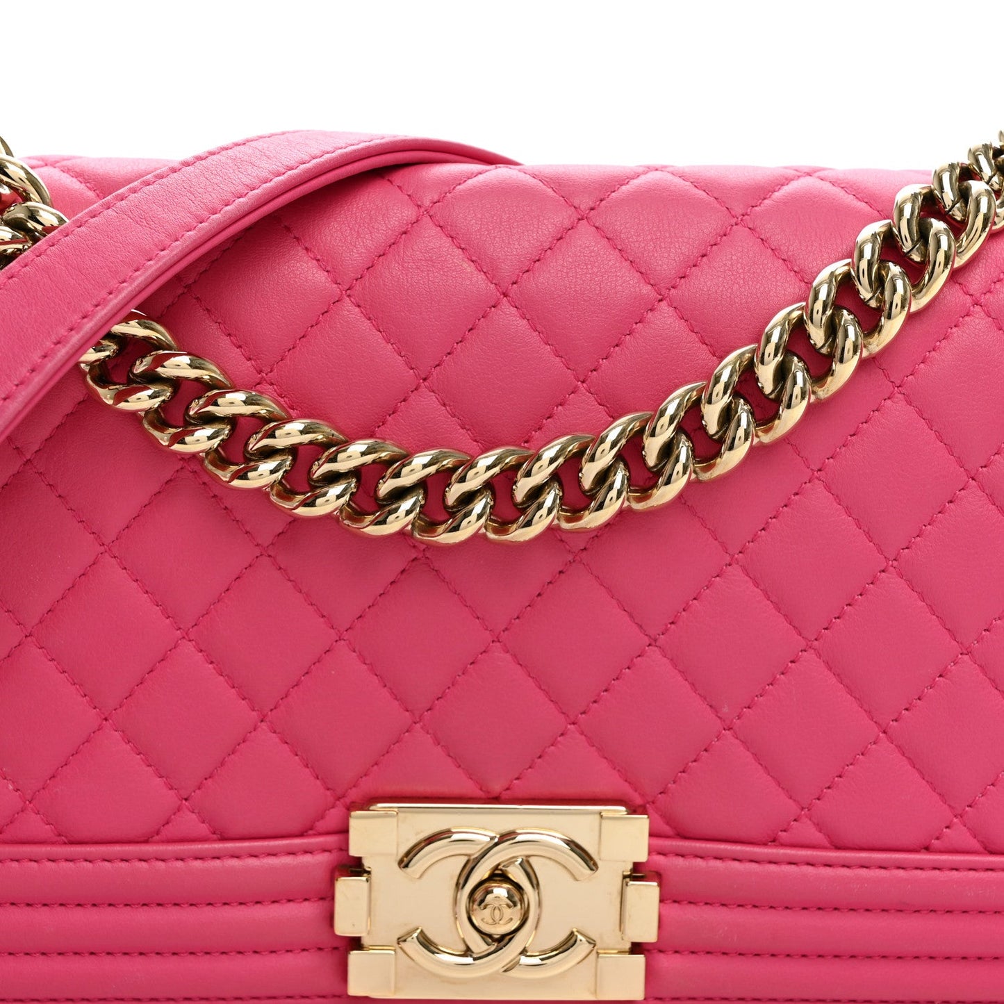 Lambskin Quilted Medium Boy Flap Pink