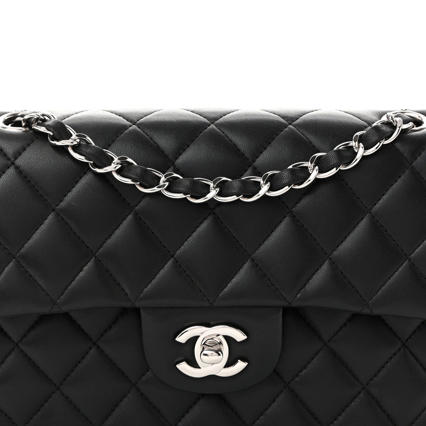 Lambskin Quilted Small Double Flap Black