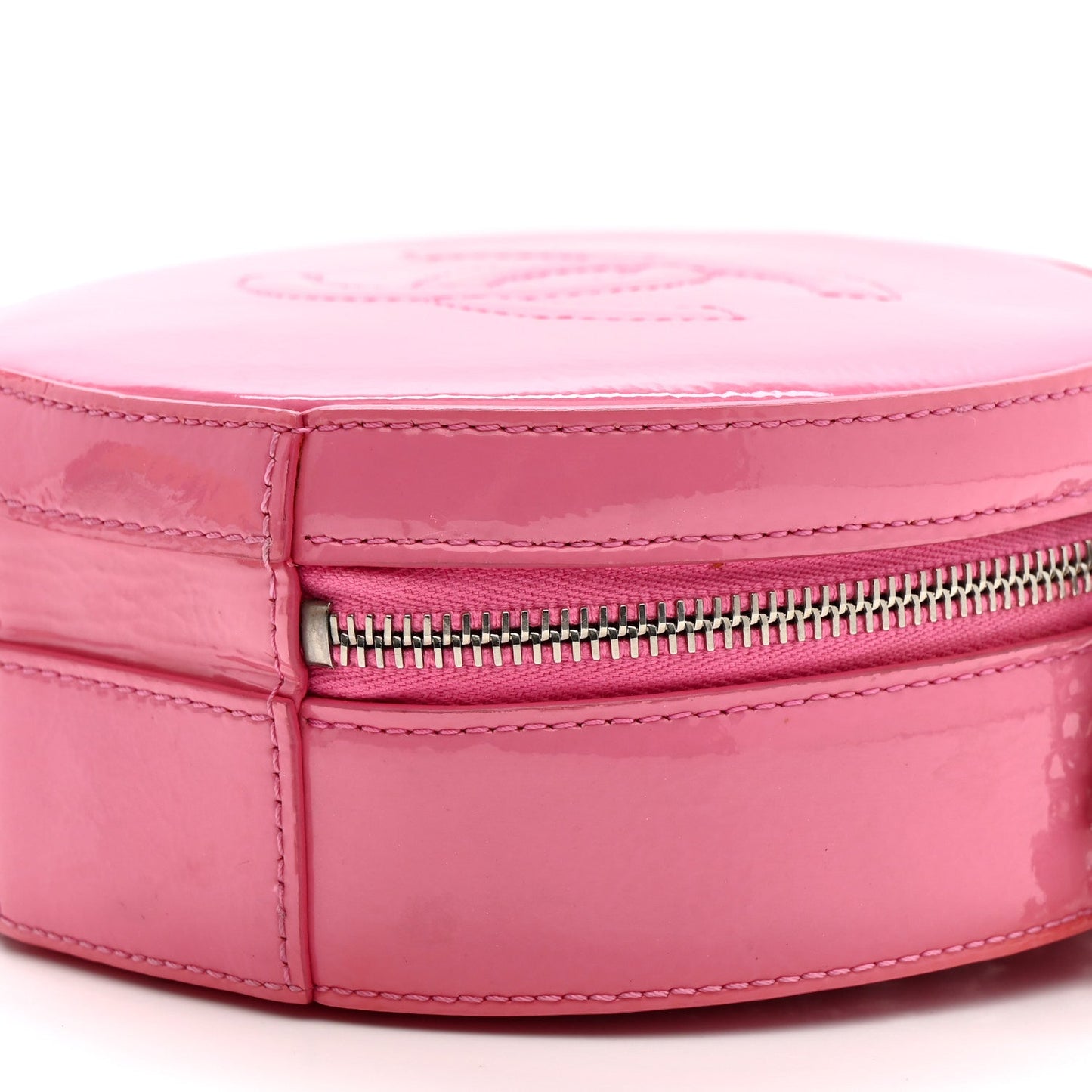 Patent Round As Earth Evening Bag Pink