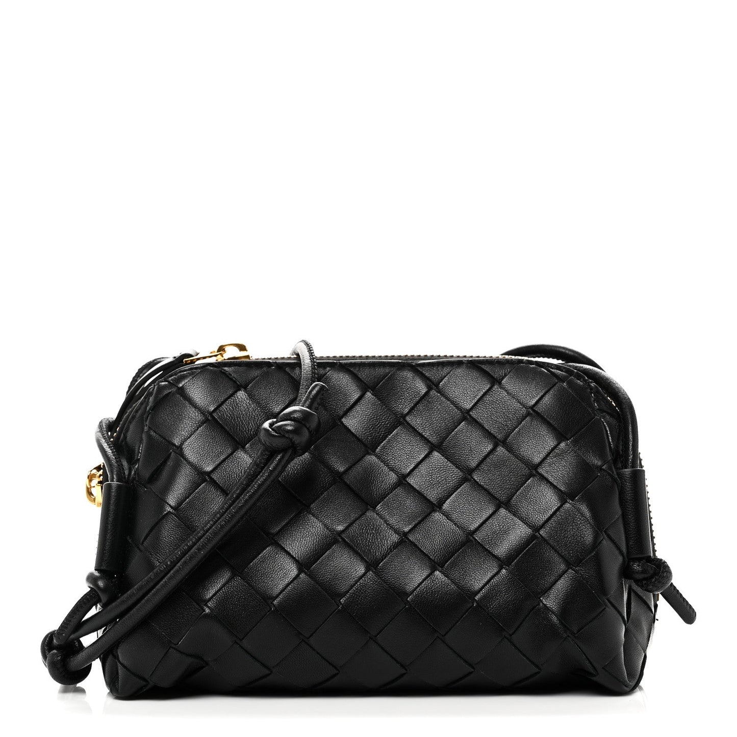 Calfskin Intrecciato Small Loop Top Handle Black