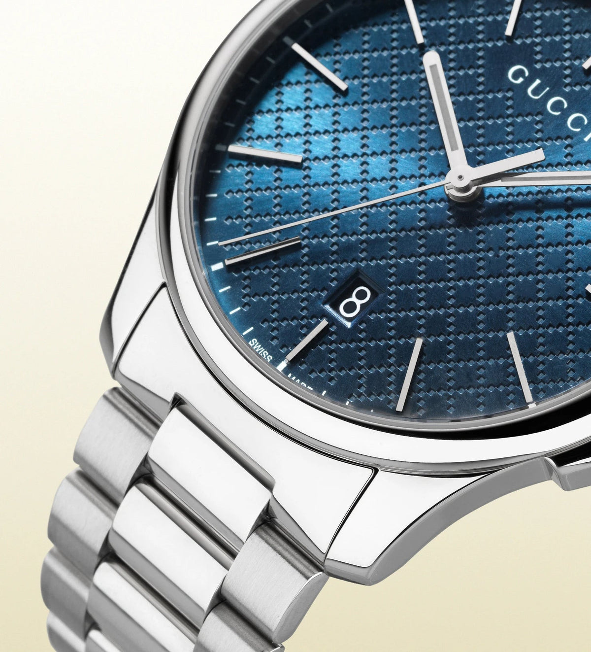 Gucci G Timeless Blue Dial Silver Steel Strap Watch For Men - YA126316