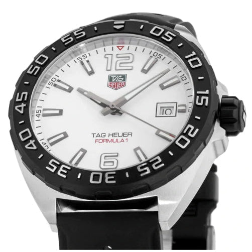 Tag Heuer Formula 1 Quartz White Dial Black Rubber Strap Watch for Men -  WAZ1111.FT8023