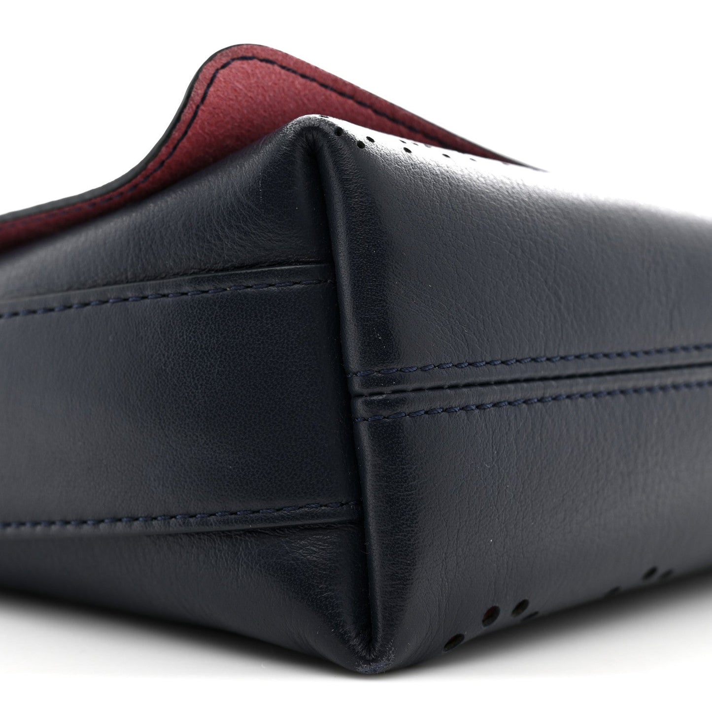 Calfskin Tweed Eyelet Flap Bag Navy