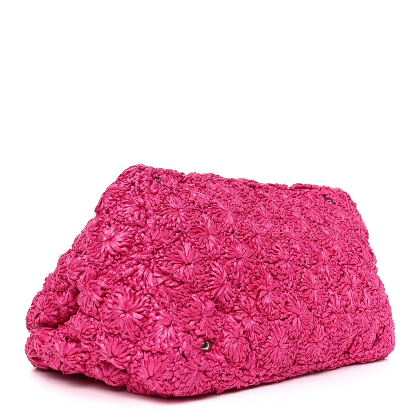 Raffia Crochet Tote Fuchsia
