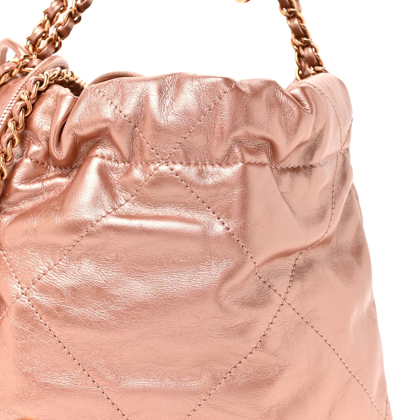 Metallic Calfskin Quilted Mini Chanel 22 Copper