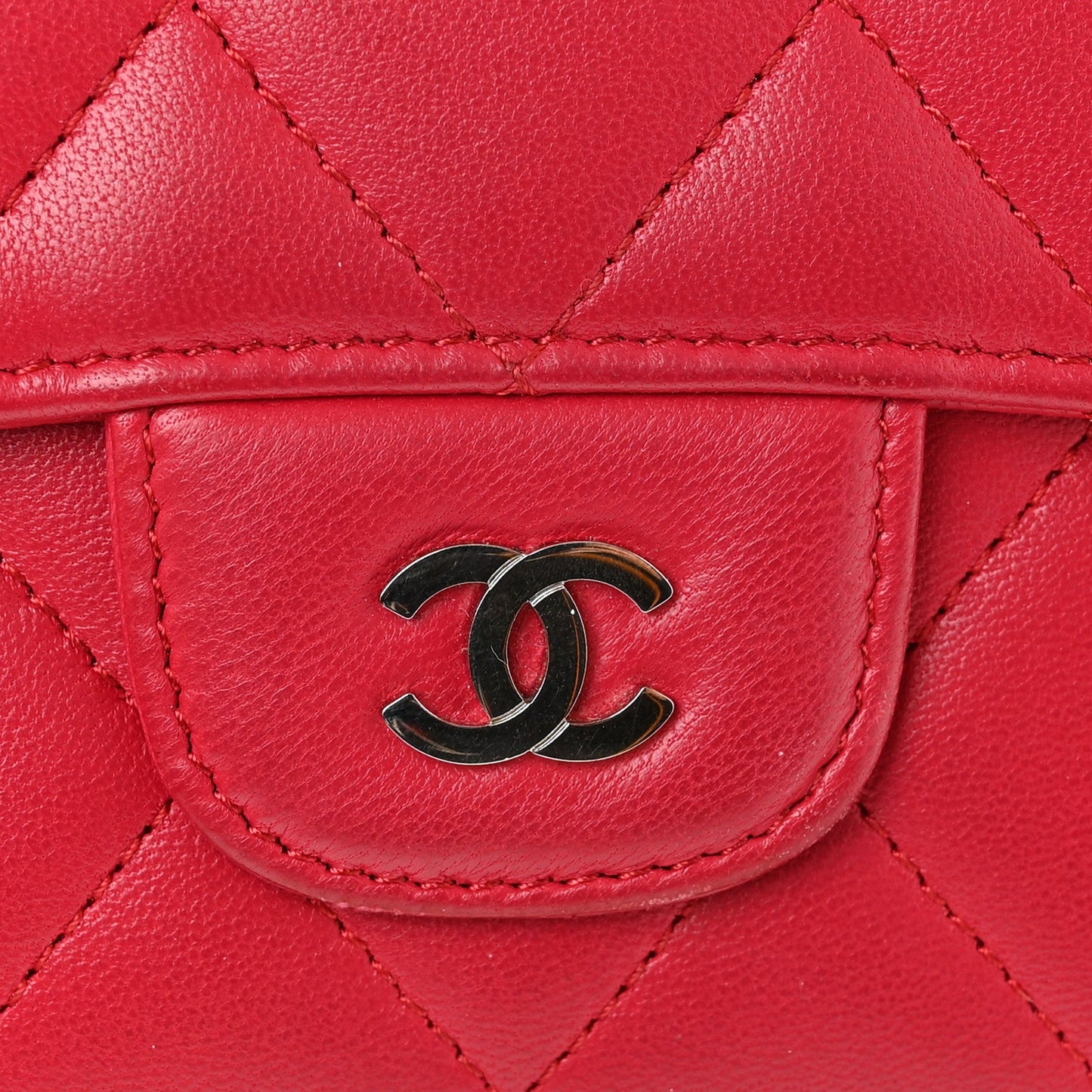 Lambskin Quilted Large Flap Wallet Dark Pink