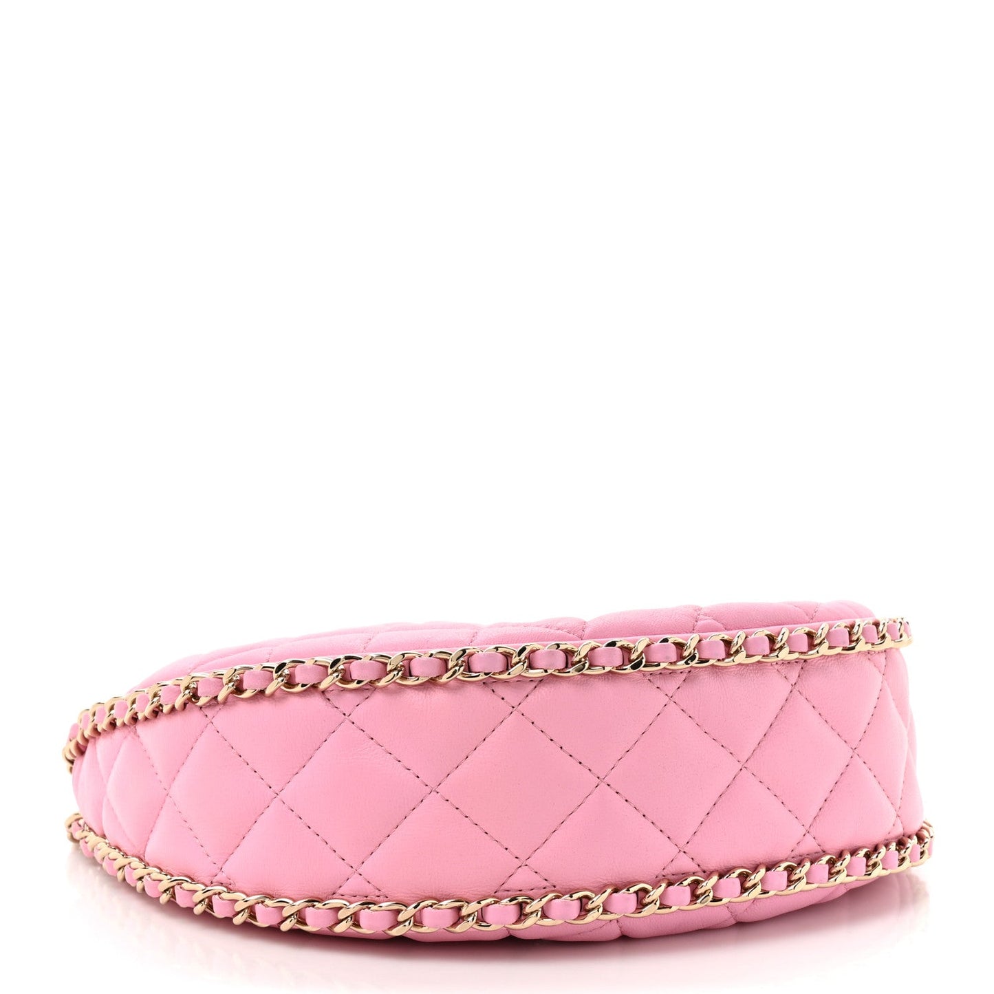 Lambskin Quilted Small Hobo Bag Pink