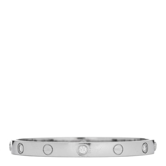 18K White Gold 6 Diamond LOVE Bracelet 17