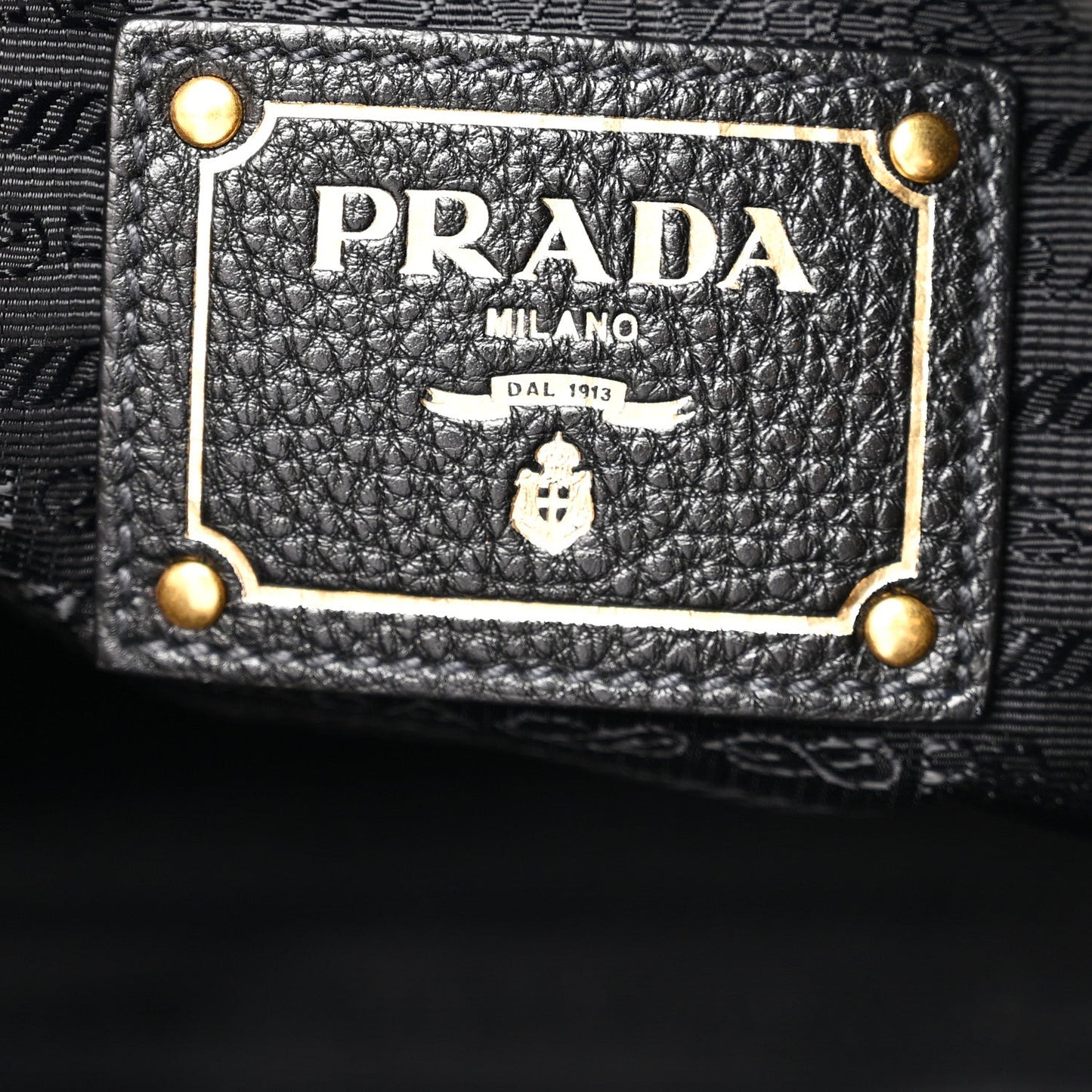 Vitello Phenix Embossed Logo Hobo Black
