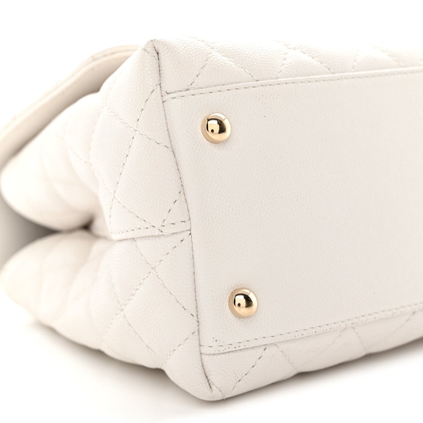 Caviar Quilted Small Coco Handle Flap White