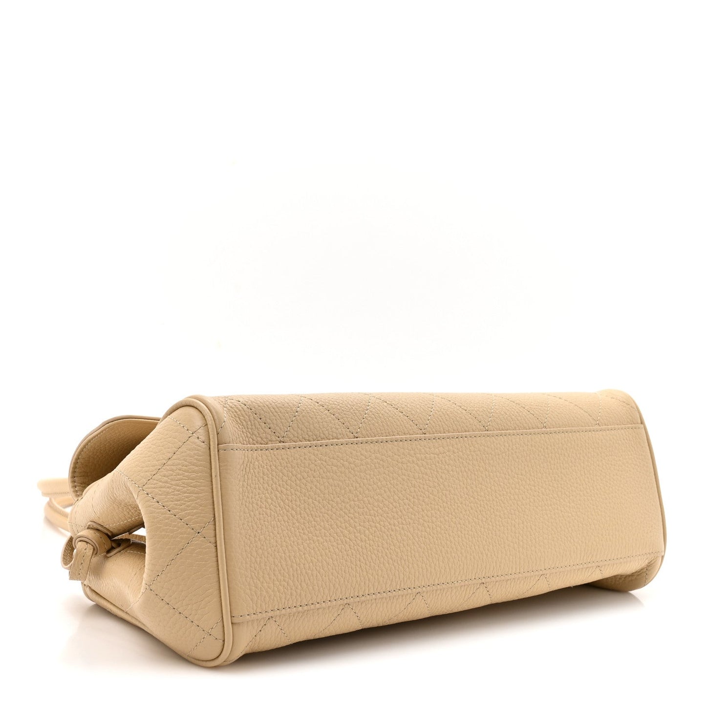 Grained Calfskin Stitched Urban Essentials Small Shopping Bag Beige