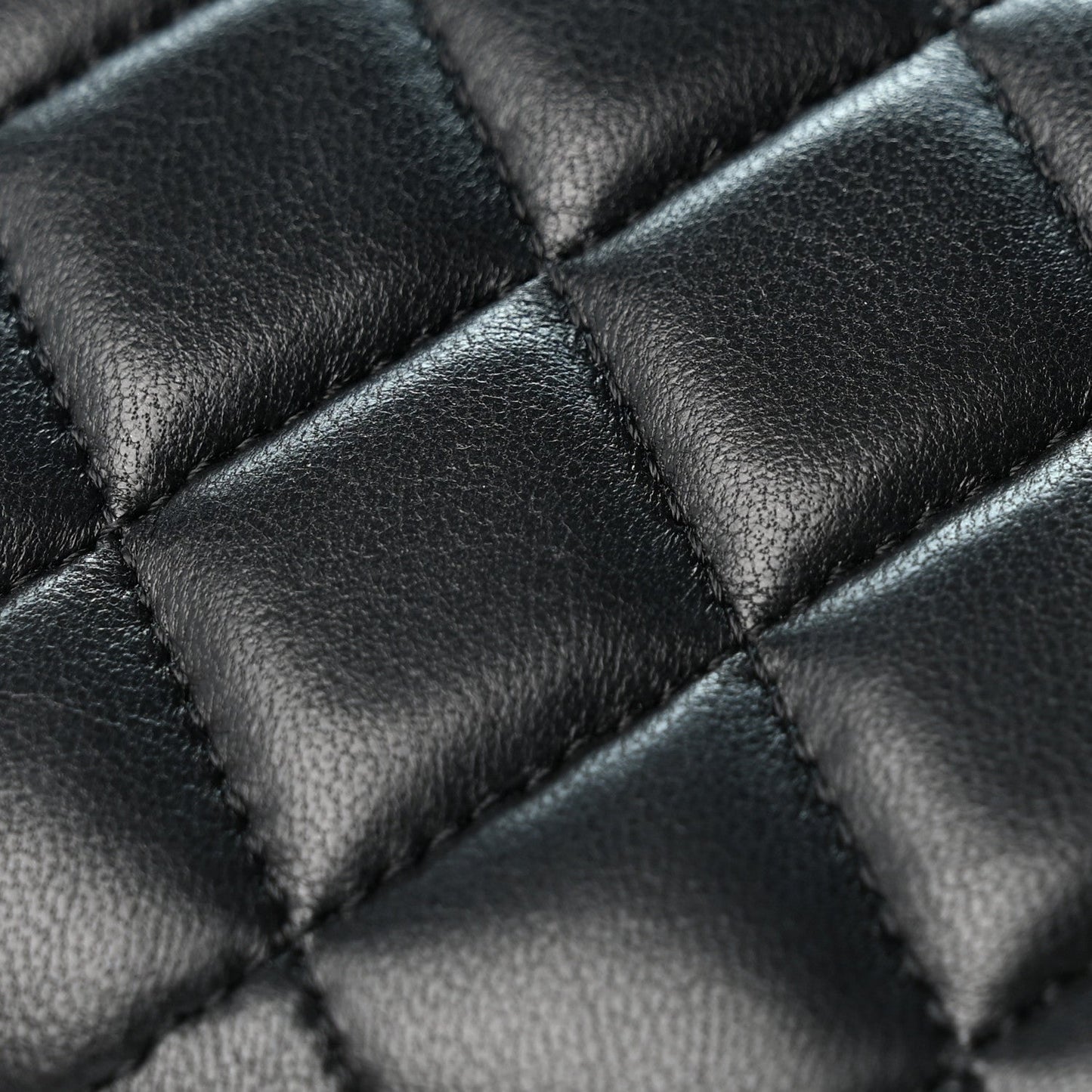 Lambskin Quilted Compact Flap Wallet Black