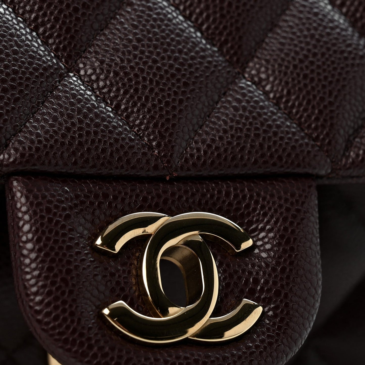 Caviar Quilted Medium Double Flap Dark Brown