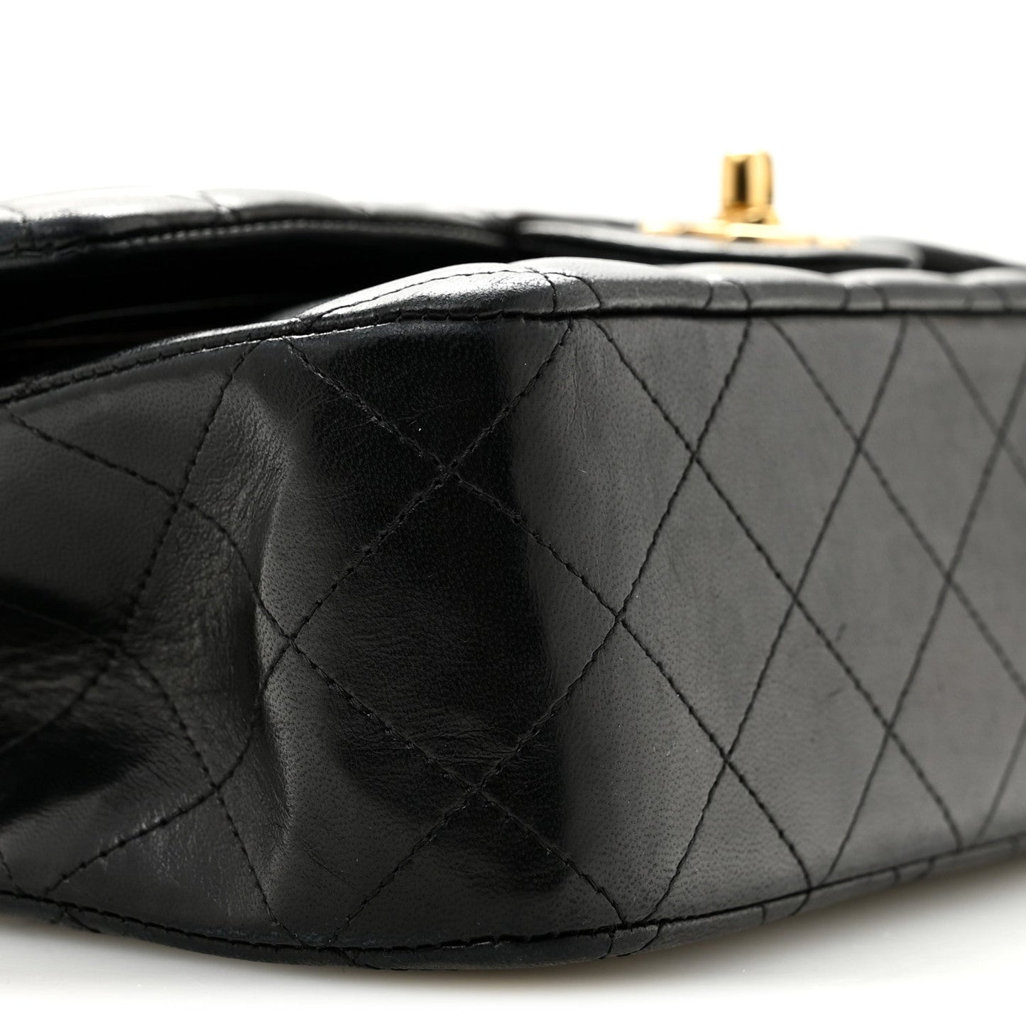 Lambskin Quilted Medium Double Flap Black