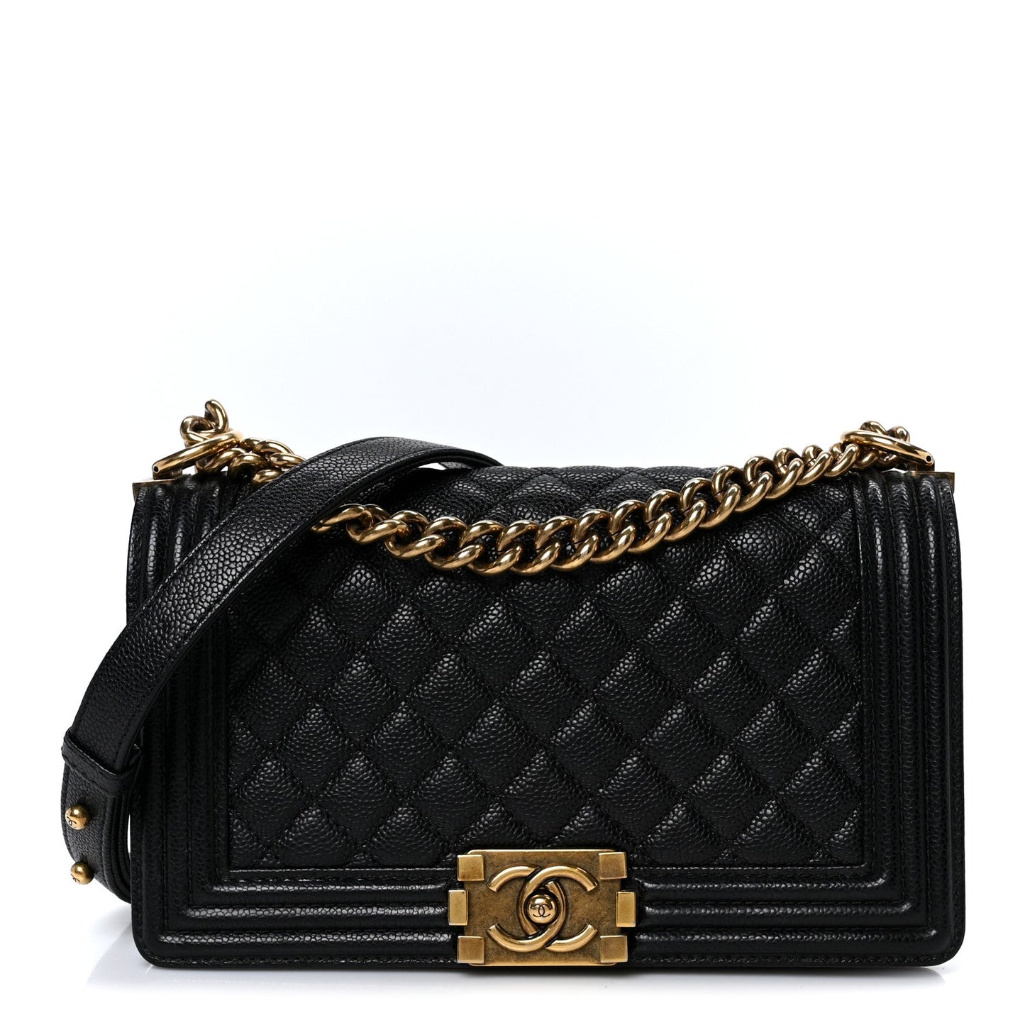Caviar Quilted Medium Boy Flap Black