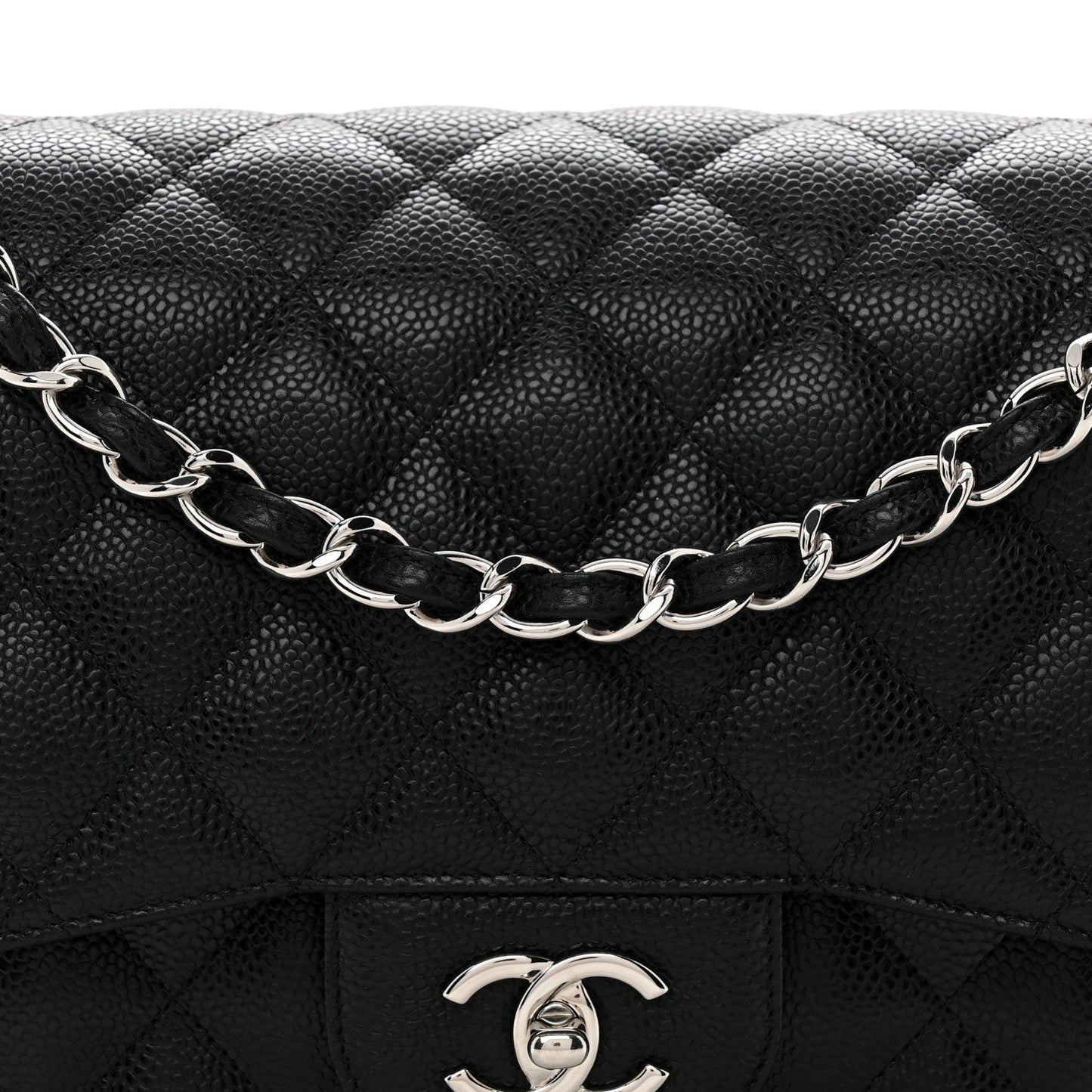Caviar Quilted Jumbo Double Flap Black
