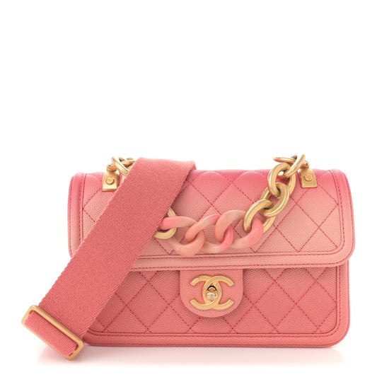 Caviar Quilted Small Sunset On The Sea Flap Coral