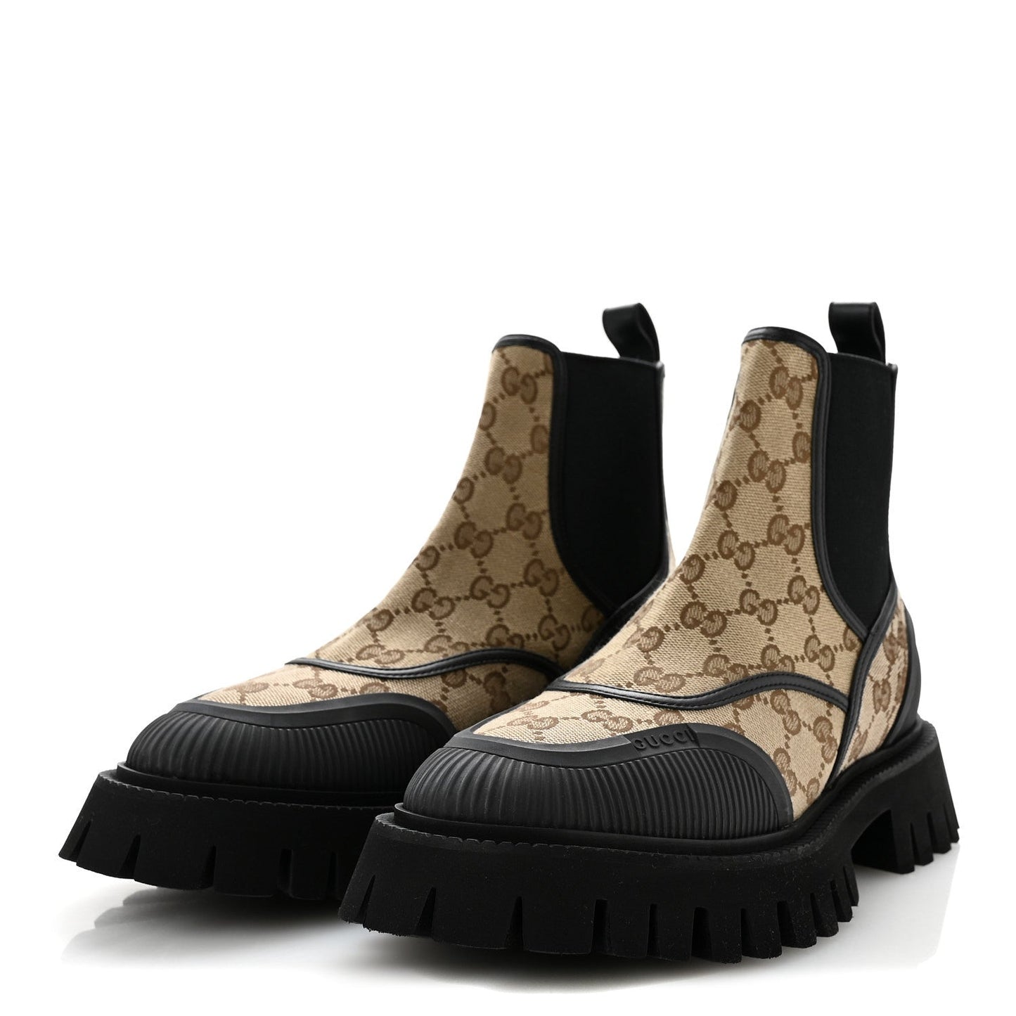 GG Supreme Monogram Ankle Booties 39.5 Mystic White Beige Ebony Black