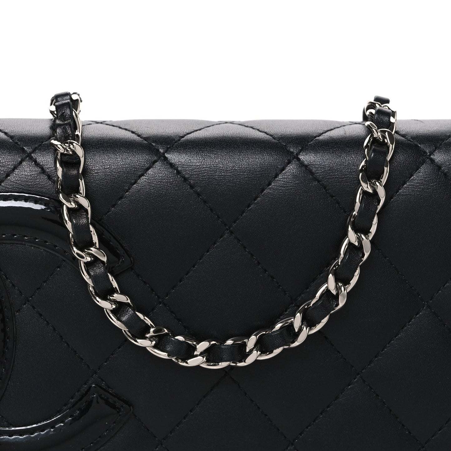 Calfskin Quilted Cambon Wallet on Chain WOC Black