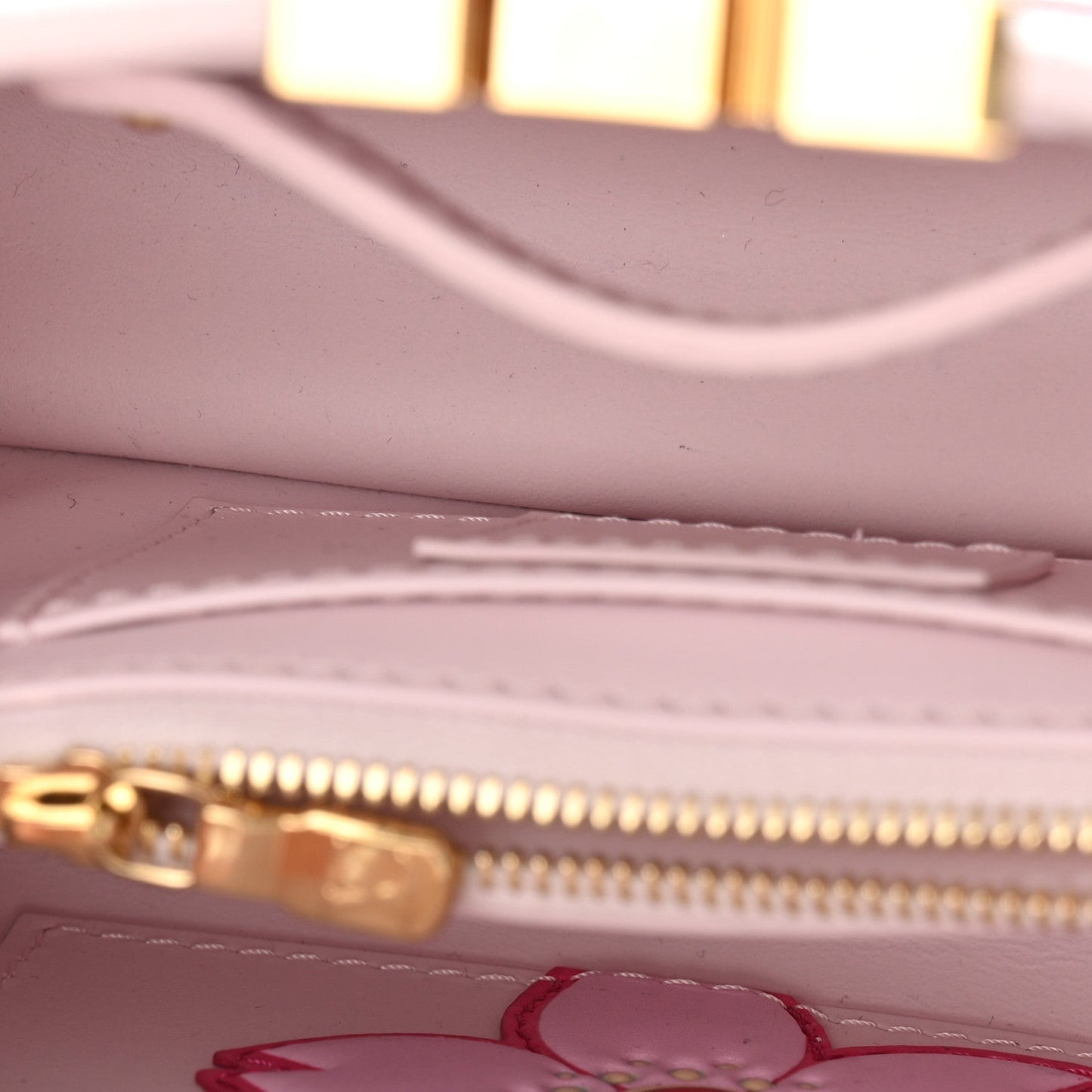 LV X TM Lambskin Beaded Embroidered Mini Cherry Blossom Capucines Pink