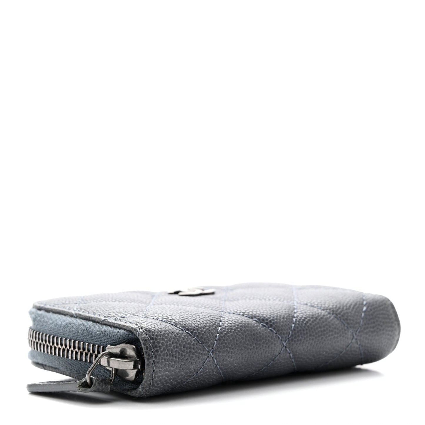 Caviar Quilted Zip Around Coin Purse Wallet Dark Blue