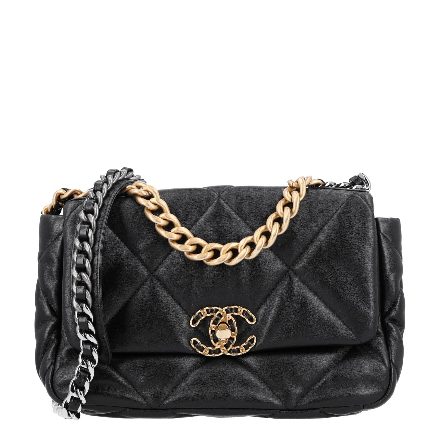 Lambskin Quilted Medium Chanel 19 Flap Black