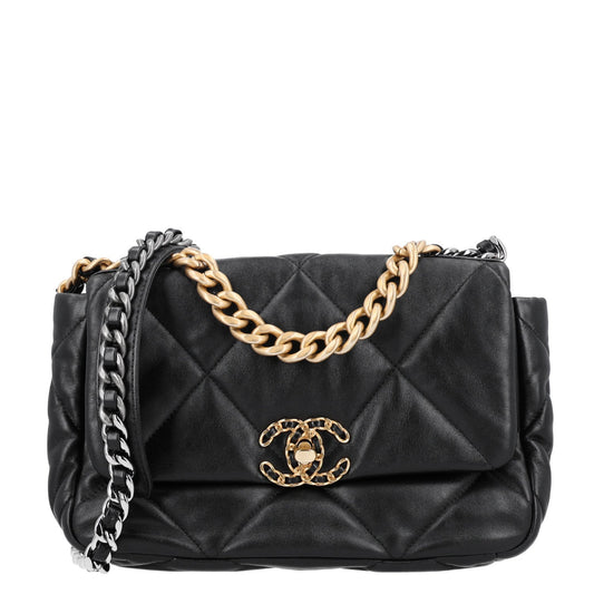 Lambskin Quilted Medium Chanel 19 Flap Black