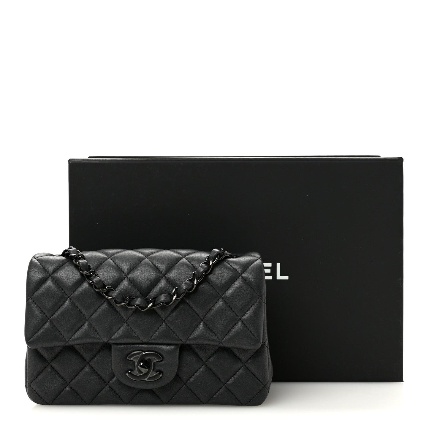Lambskin Quilted Mini Rectangular Flap So Black