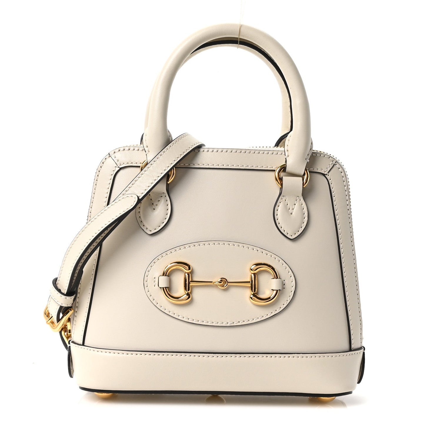 Boarded Plutone Calfskin Mini Horsebit 1955 Top Handle Bag Mystic White
