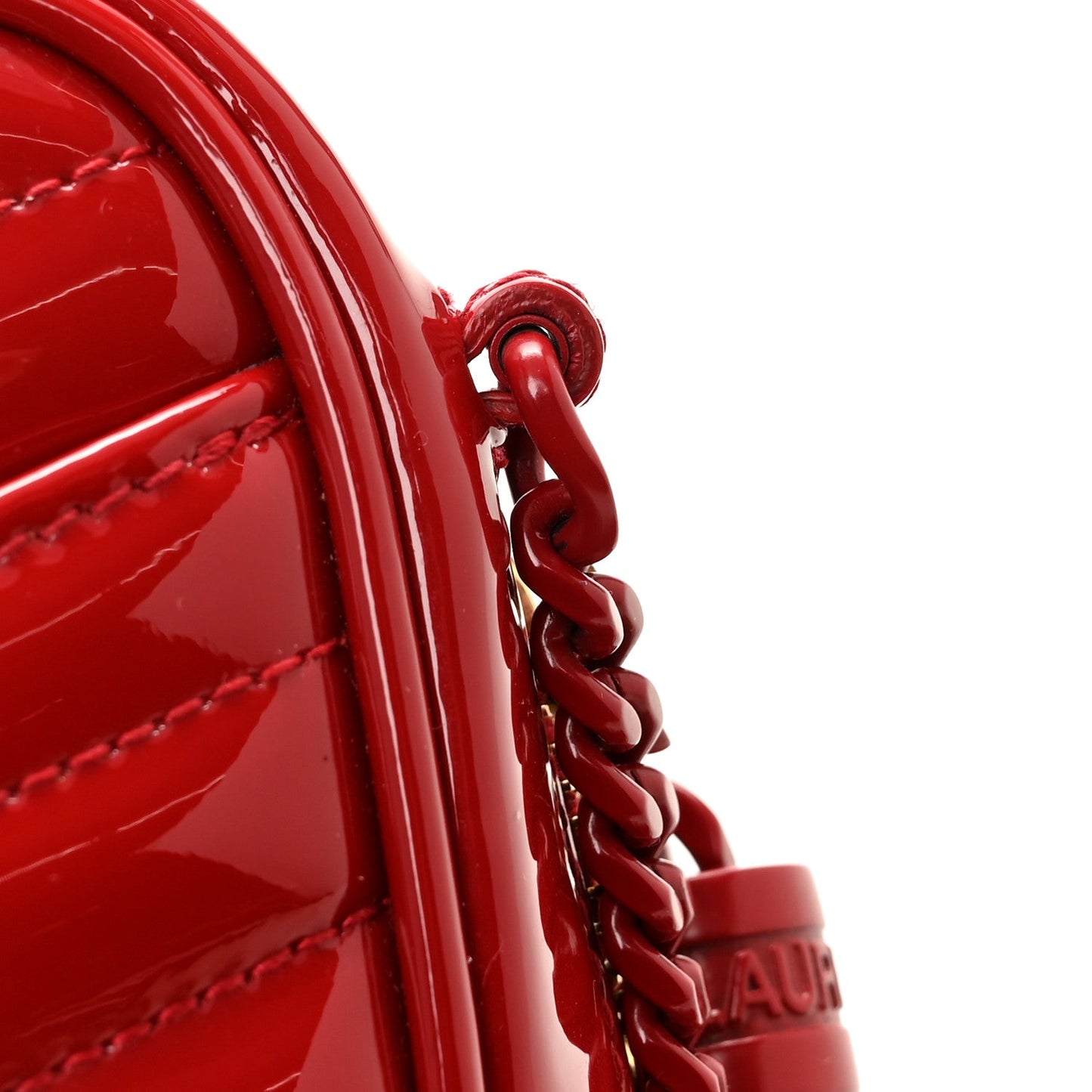 Patent Calfskin Matelasse Monogram Mini Lou Camera Bag Eros Red