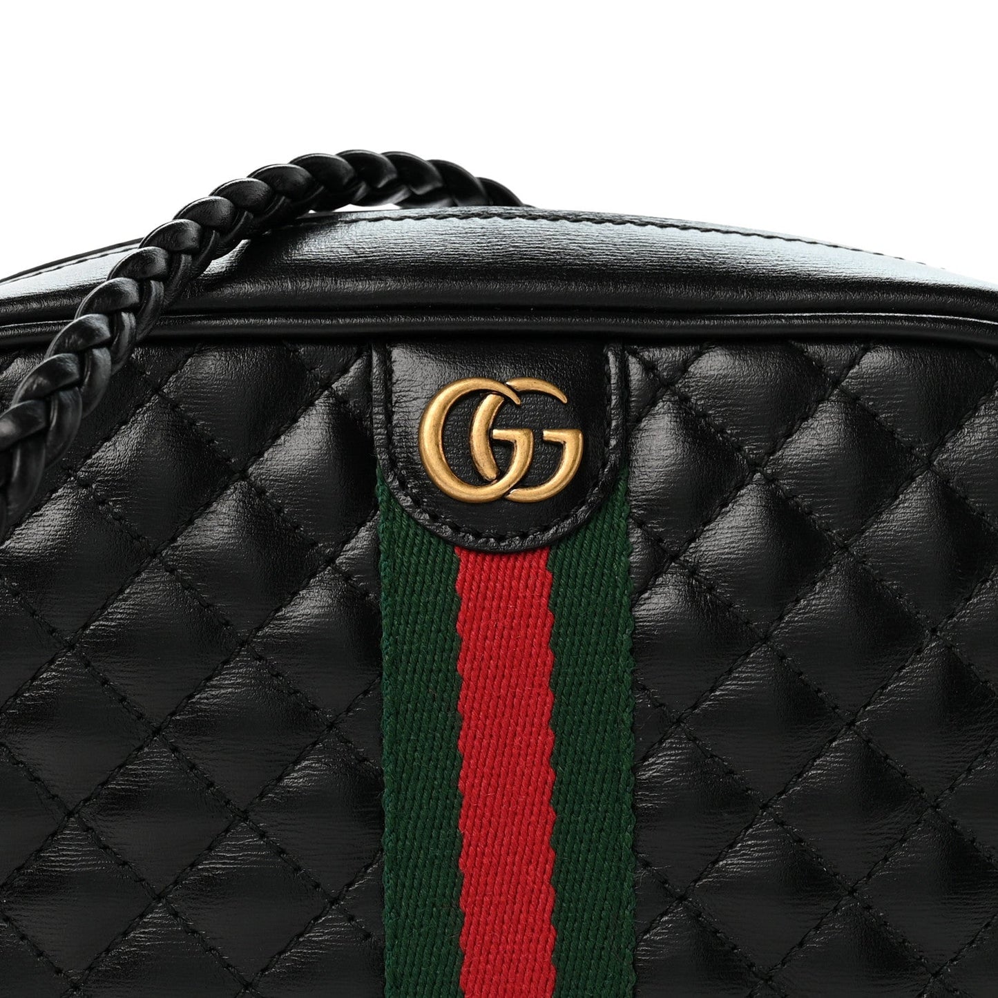 Calfskin Trapuntata Web Mini GG Shoulder Bag Black
