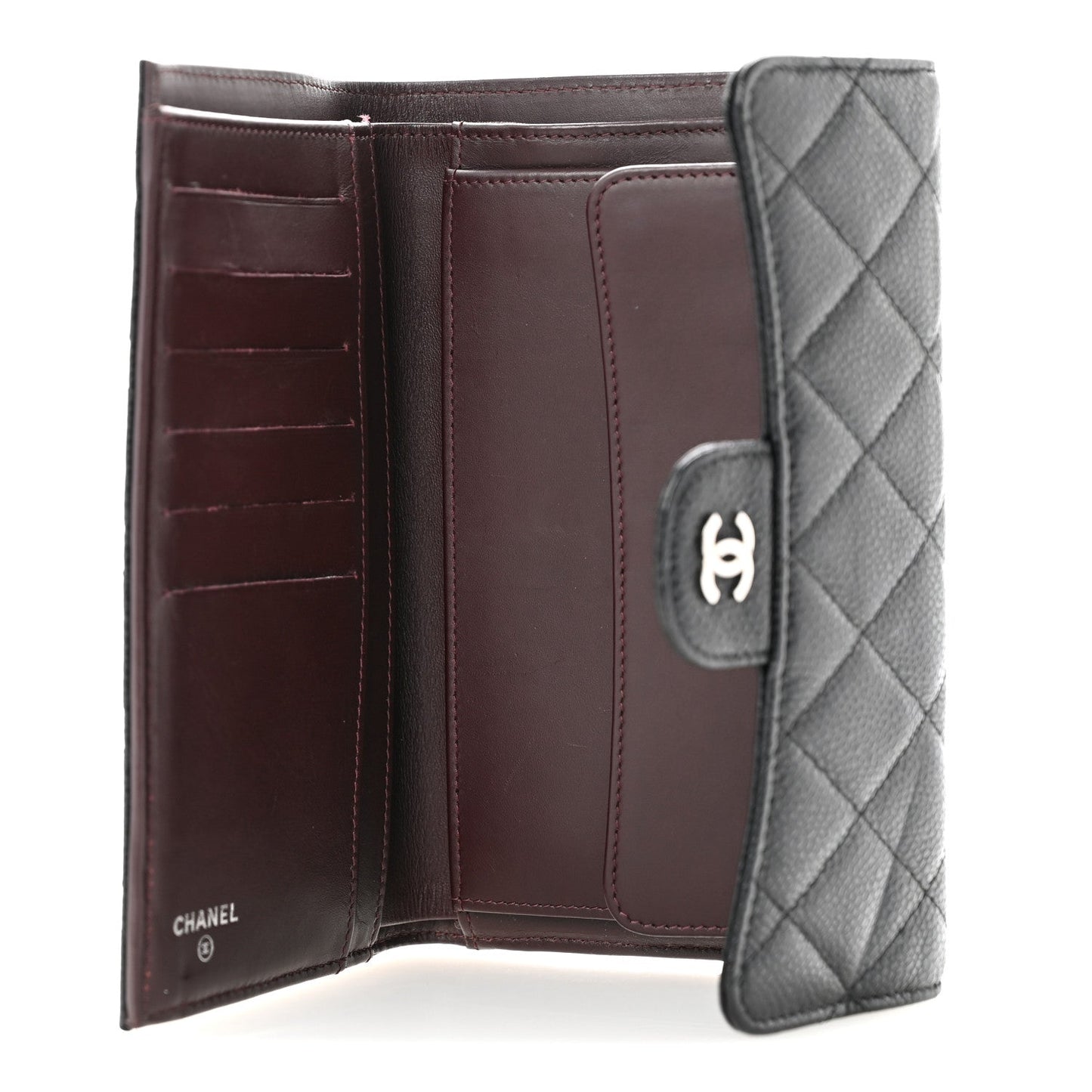 Caviar Quilted Large Flap Wallet Black
