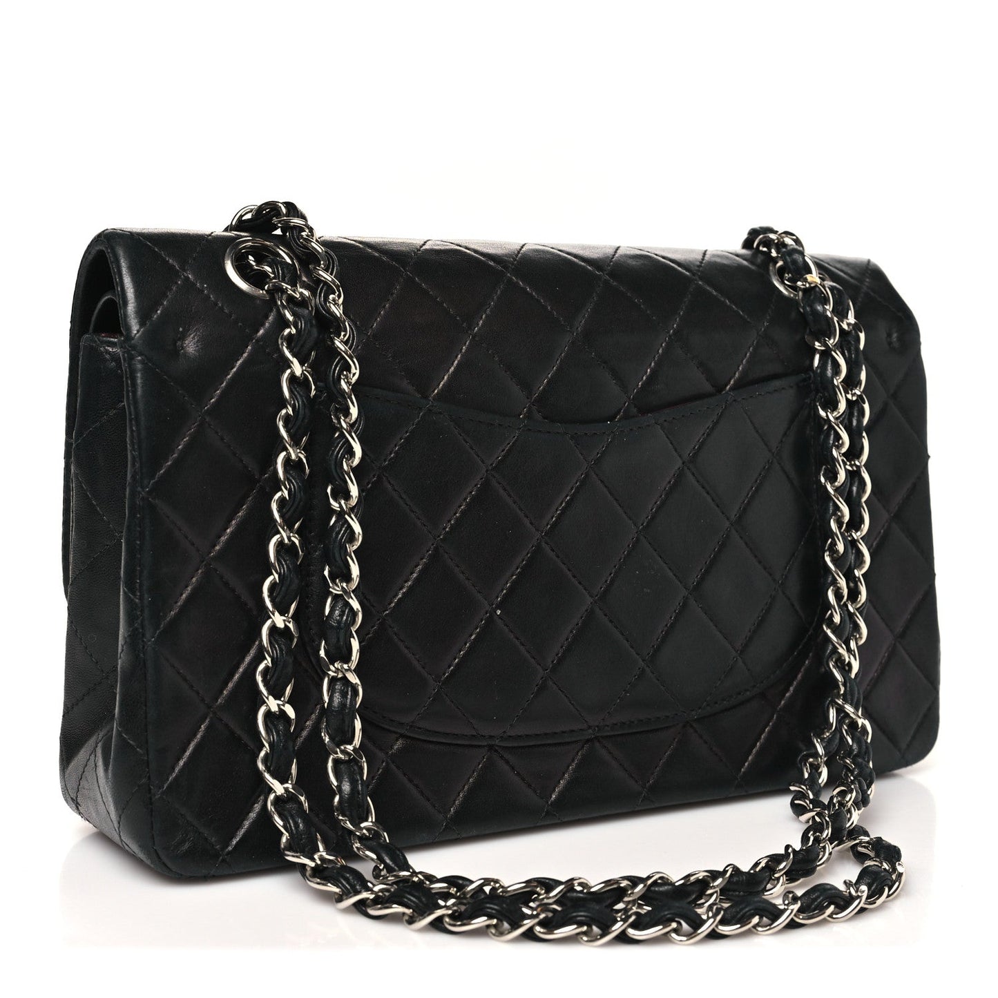 Lambskin Quilted Medium Double Flap Black
